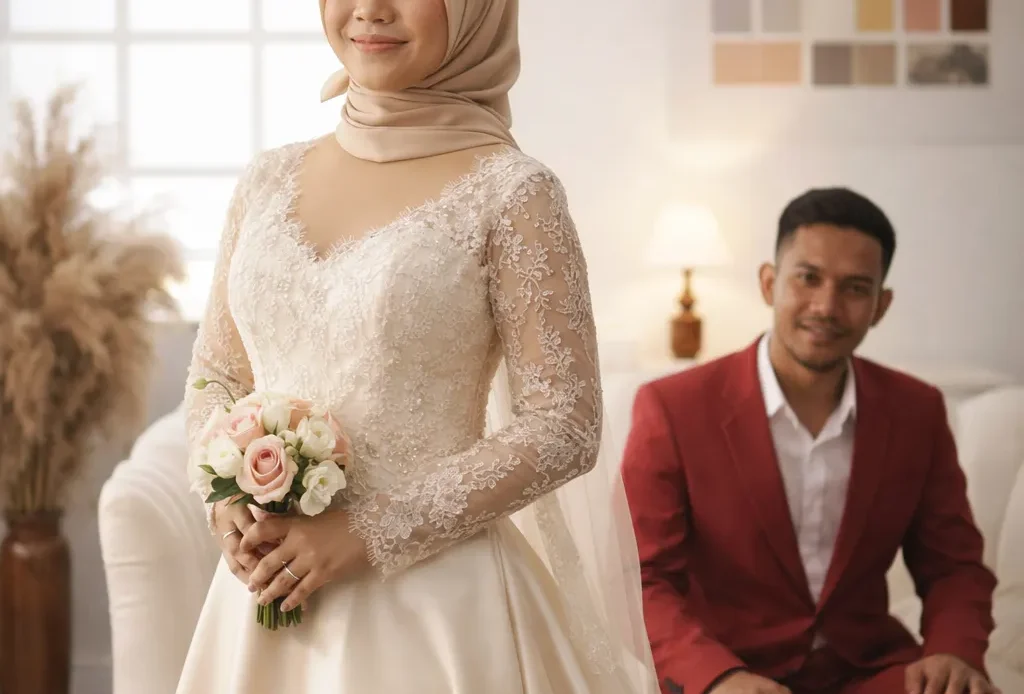 warna gaun pengantin yang cocok untuk kulit sawo matang