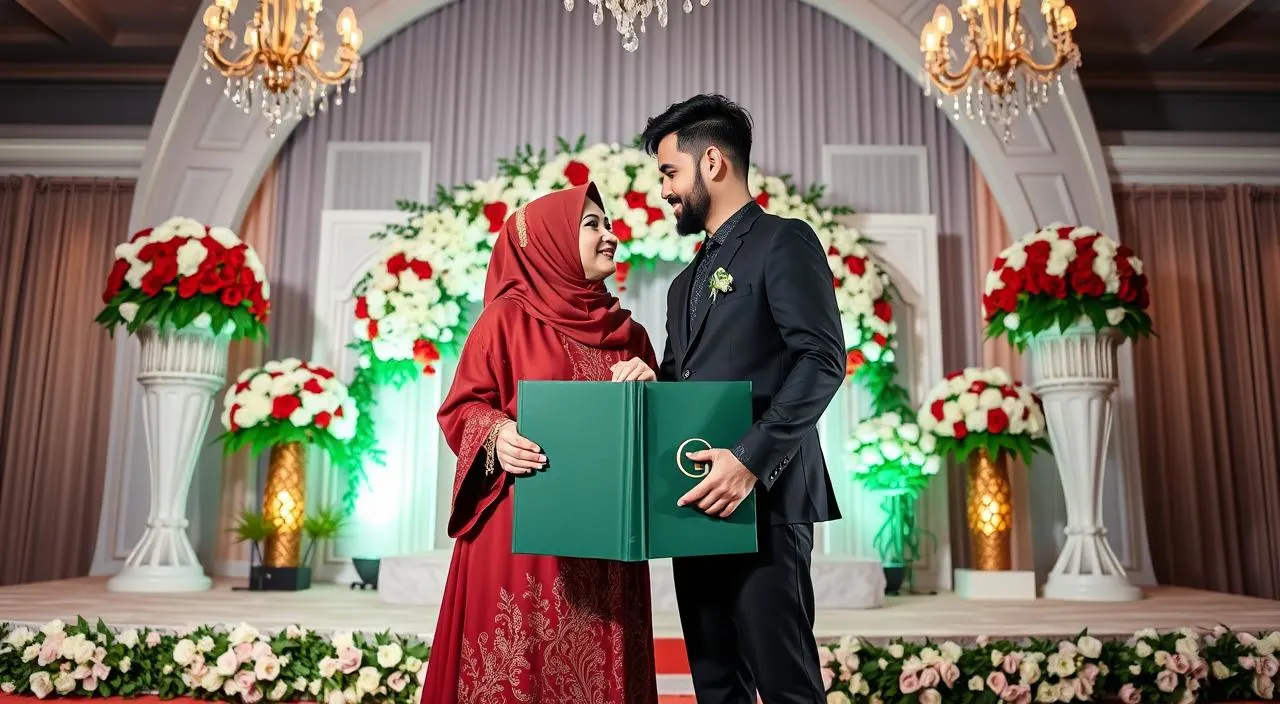 gaya foto wedding di pelaminan