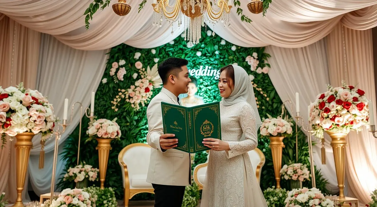 gaya foto wedding di pelaminan