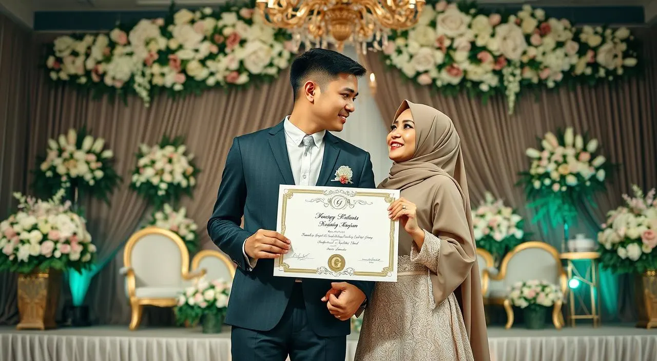 gaya foto wedding di pelaminan