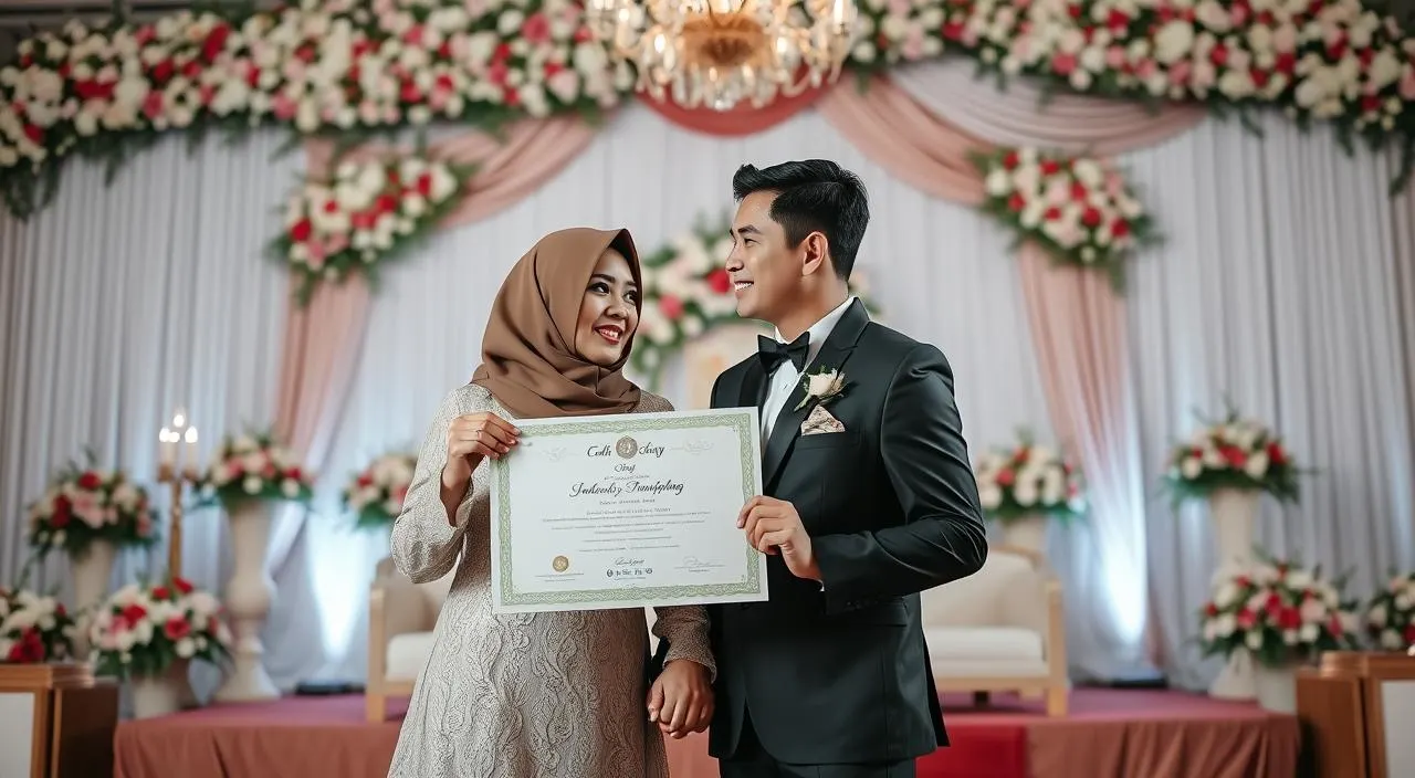 gaya foto wedding di pelaminan