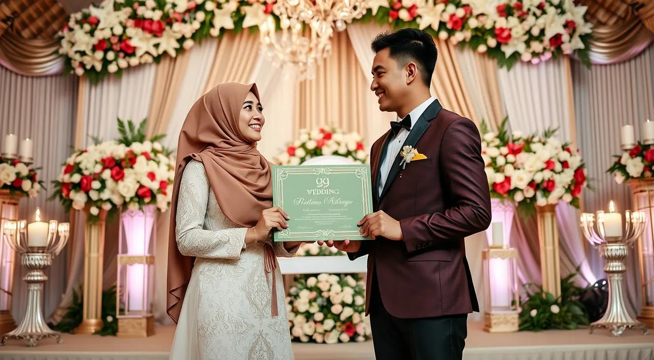 gaya foto wedding di pelaminan