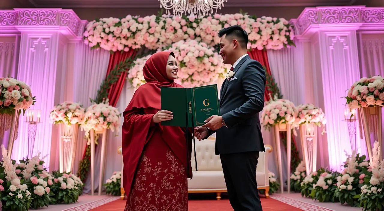 gaya foto wedding di pelaminan